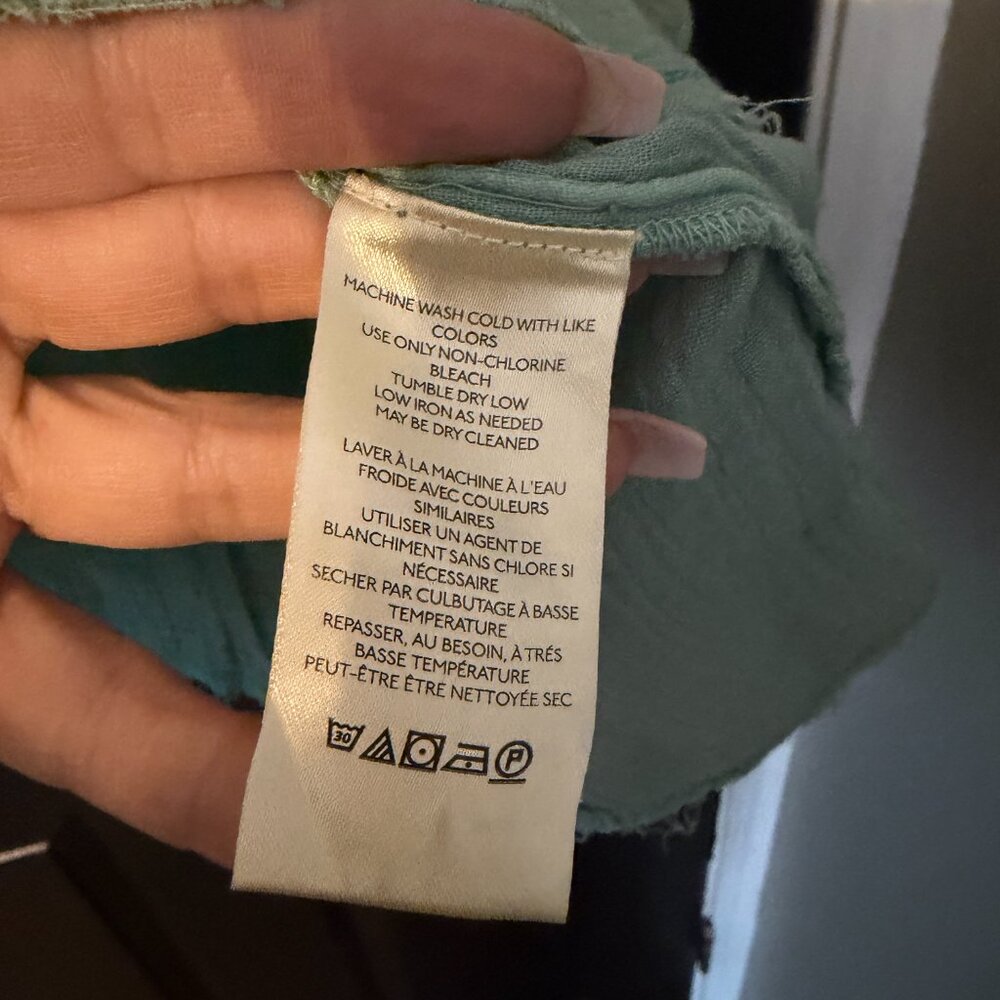 We the Free Lightweight Button Down Blouse Mint Light Green Extra Small - Picture 3 of 5